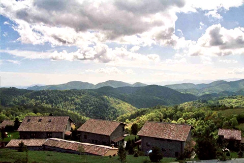 The view of the houses in the Pyrenees