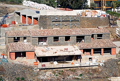 Modern semi-detached houses under construction