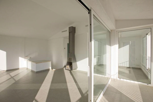Bright interior with big panorama windows